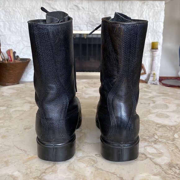 GREB Black Leather 9-Eyelet Combat Steel Toe Army Boots - Picture 9 of 14